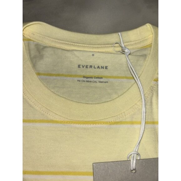 NWT Everlane The Organic Cotton Crew Tee Women's Yellow Striped T-shirt Medium - Picture 7 of 10